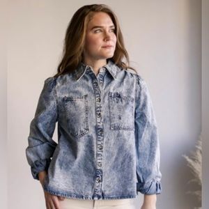 L.F. Markey cotton Denim button down top.